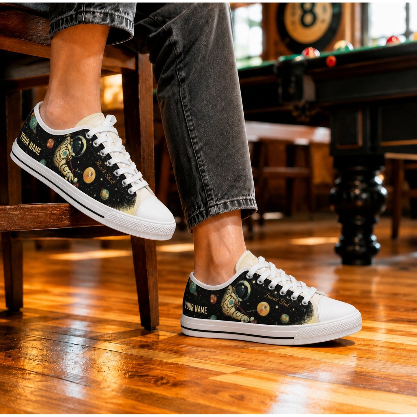 Astronaut Billiard Design Graphic Personalized Low Top Shoes Life Style