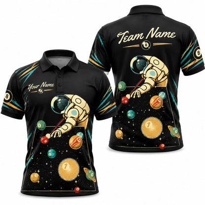 Astronaut Billiards Graphic Personalized Billiard Polo Shirt
