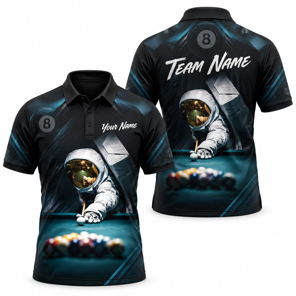 Astronaut Billiards Player Sport Custom Billiard Polo Shirt