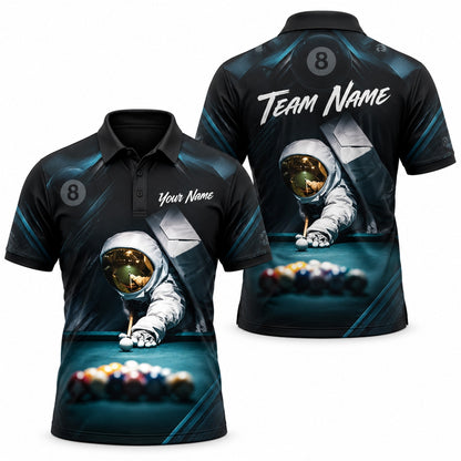 Astronaut Billiards Player Sport Custom Billiard Polo Shirt