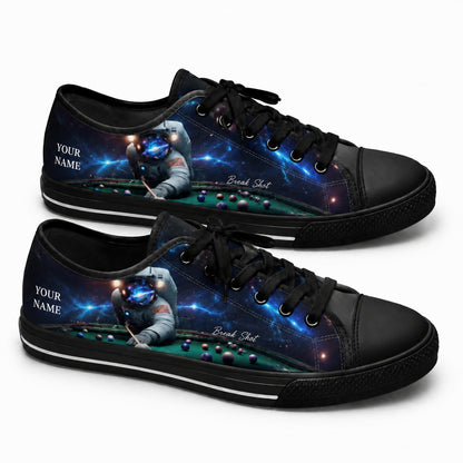 Astronaut Playing Pool Graphic Custom Low Top Shoes Black Shoes