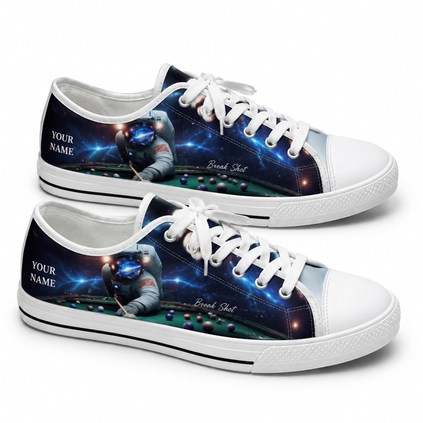 Astronaut Playing Pool Graphic Custom Low Top Shoes