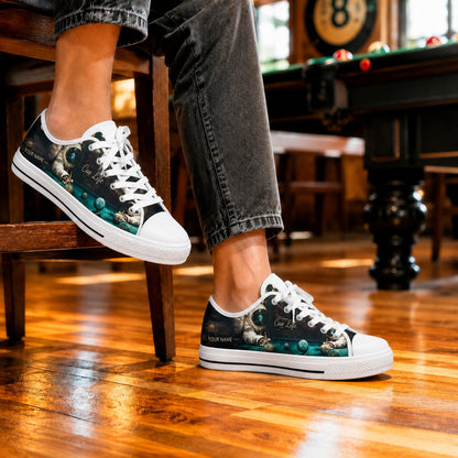 Astronaut Playing Pool Graphic Personalized Low Top Shoes Life Style