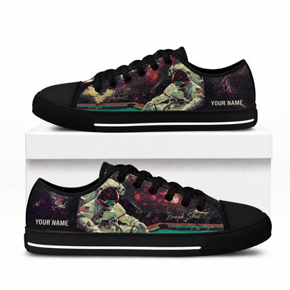 Astronaut Pool Player Artistic Custom Low Top Shoes Box Black