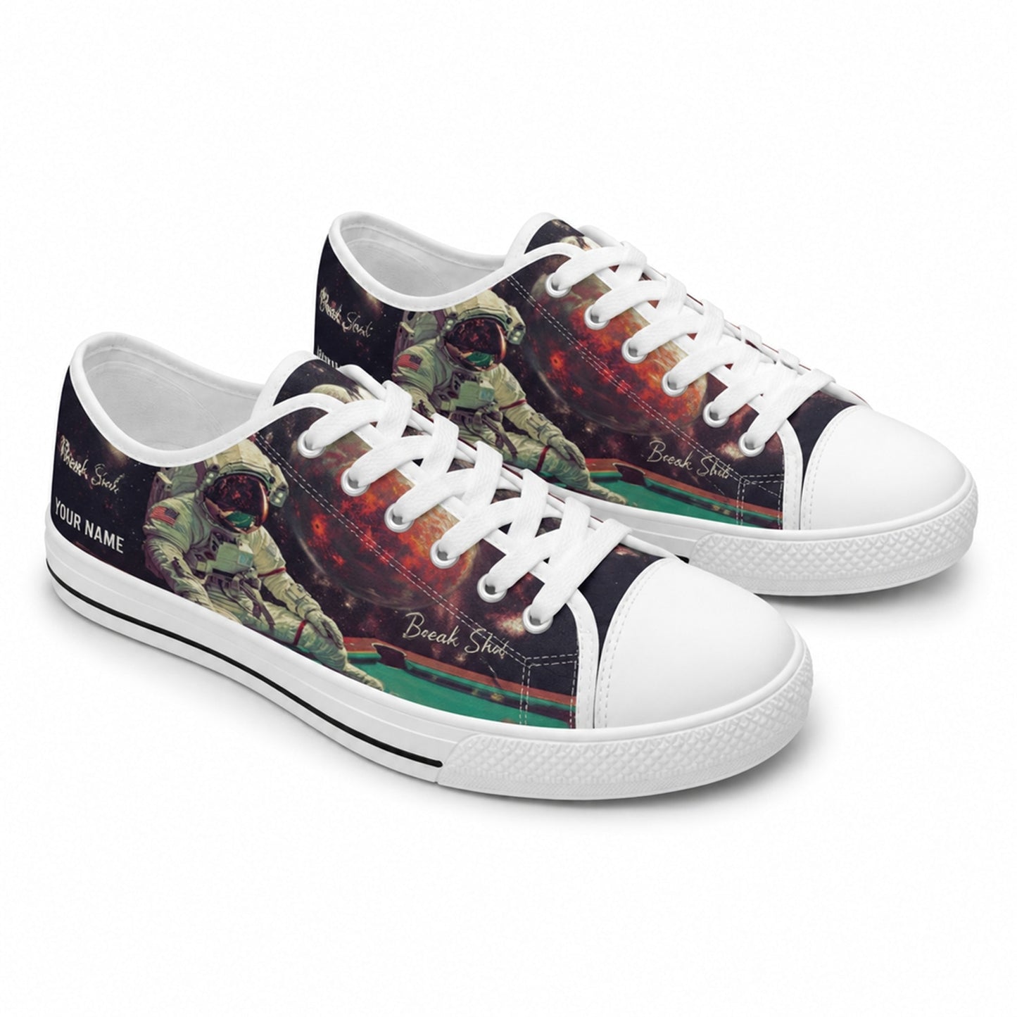 Astronaut Pool Player Artistic Custom Low Top Shoes