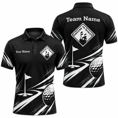 Babies On Board Golf Humor Personalized Golf Polo Shirt