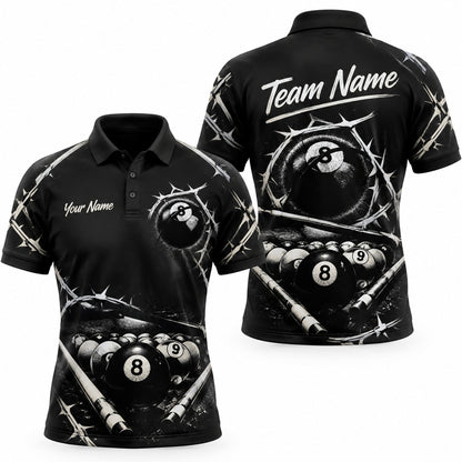 Barbed 8 Ball Billiards Graphic Personalized Billiard Polo Shirt