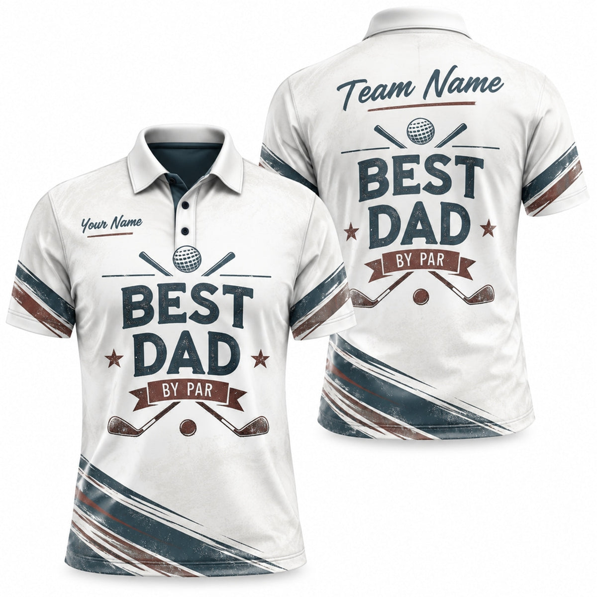 Best Dad By Par Vintage Personalized Golf Polo Shirt