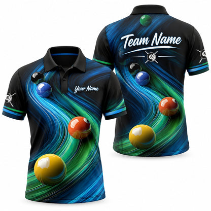 Billiard Balls Abstract Flow Custom Billiard Polo Shirt