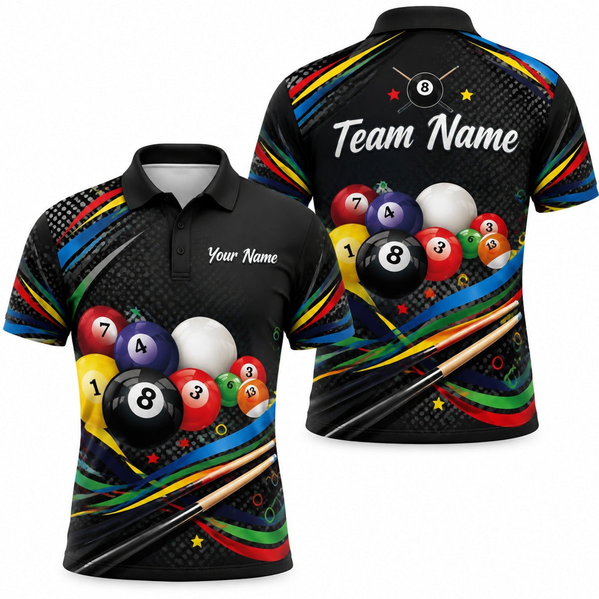 Billiard Balls And Cue Sport Personalized Billiard Polo Shirt