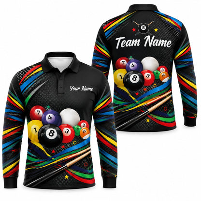 Billiard Balls And Cue Sport Personalized Billiard Polo Shirt Long Sleeve Polo