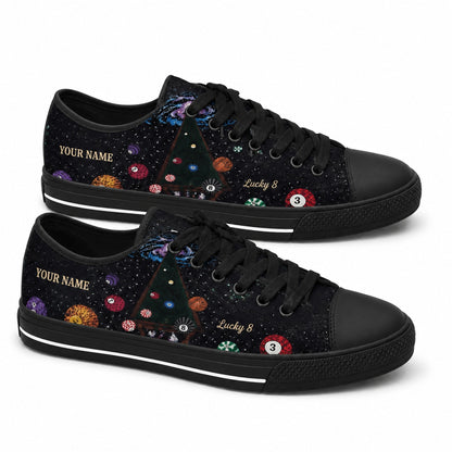 Billiard Eight Ball Design Graphic Custom Low Top Shoes Black Shoes