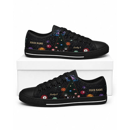Billiard Eight Ball Design Graphic Custom Low Top Shoes Box Black