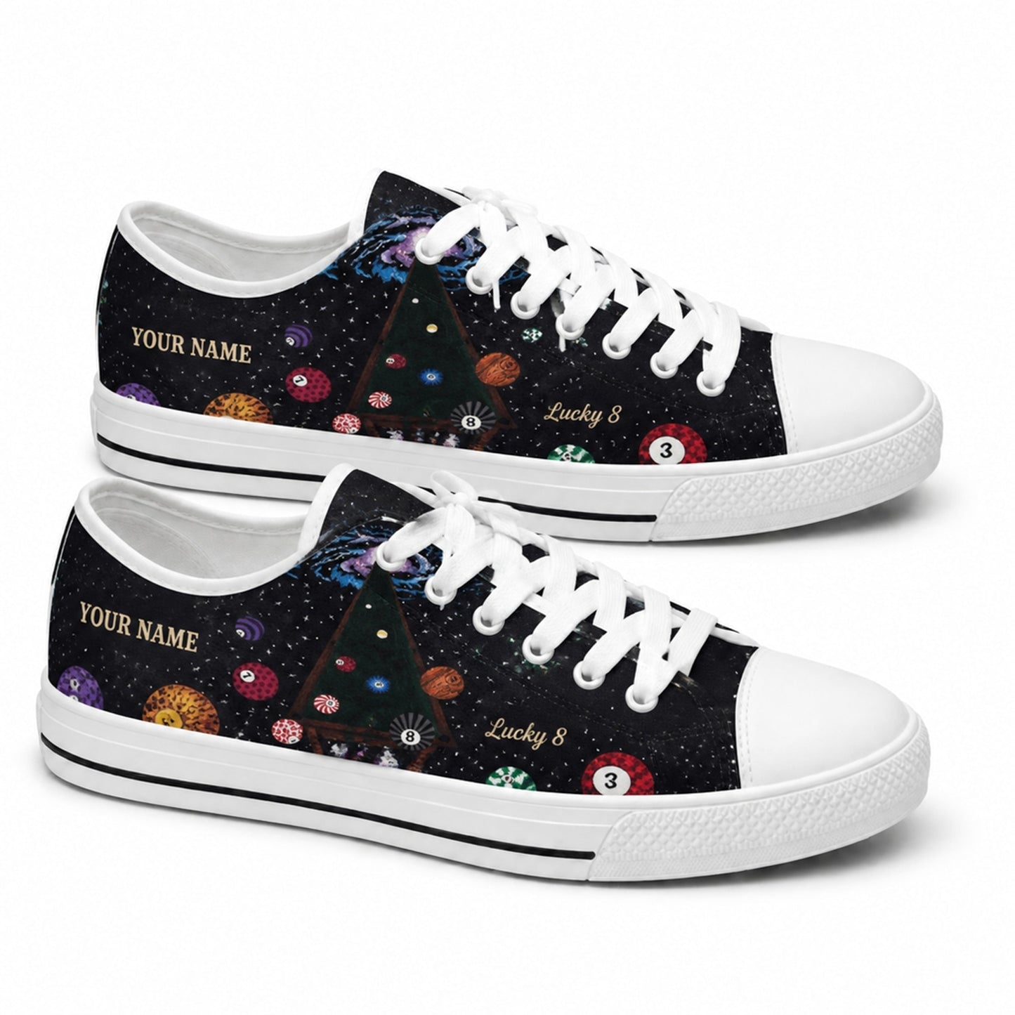 Billiard Eight Ball Design Graphic Custom Low Top Shoes