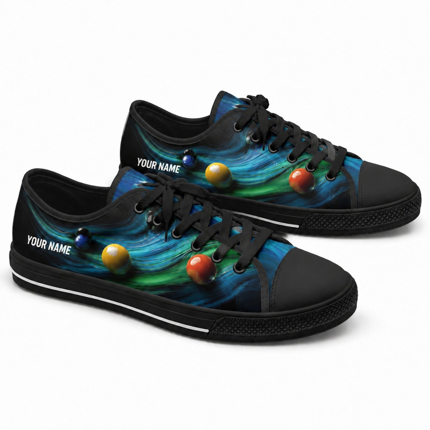 Billiard Pool Balls Graphic Custom Low Top Shoes Black Shoes