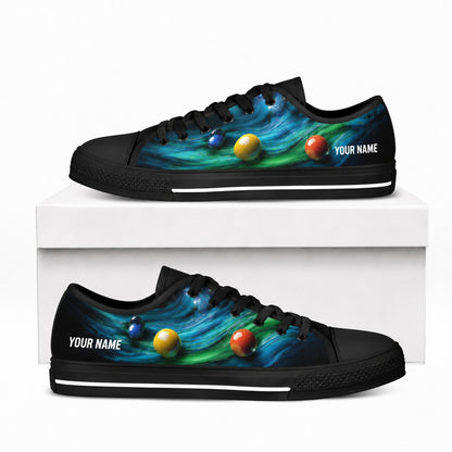 Billiard Pool Balls Graphic Custom Low Top Shoes Box Black