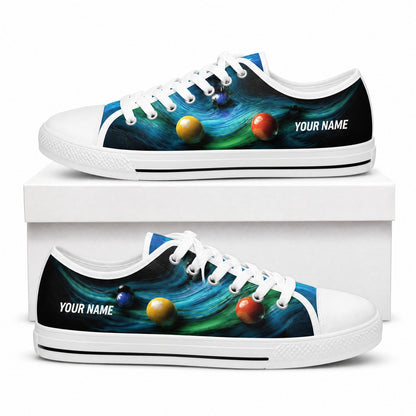 Billiard Pool Balls Graphic Custom Low Top Shoes Box White