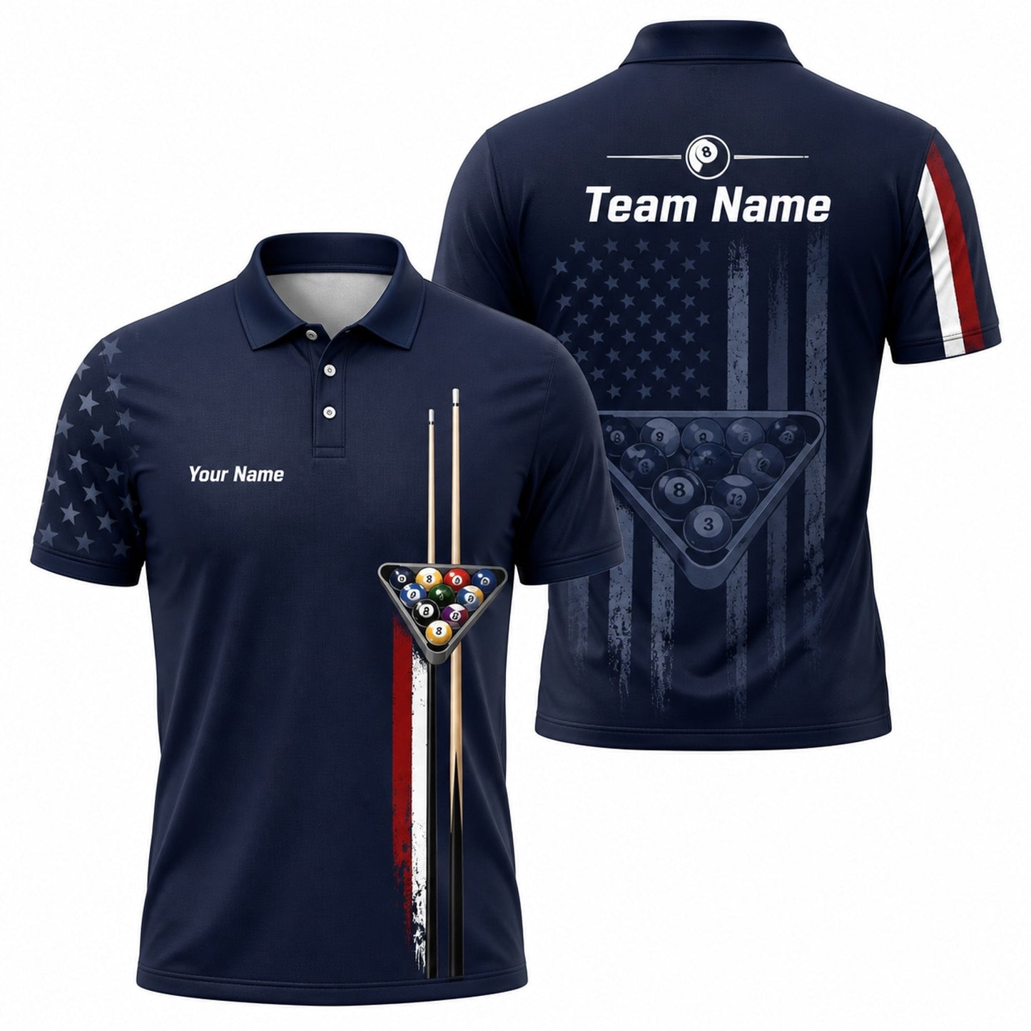 Billiards 8 Ball Graphic Custom Billiard Polo Shirt