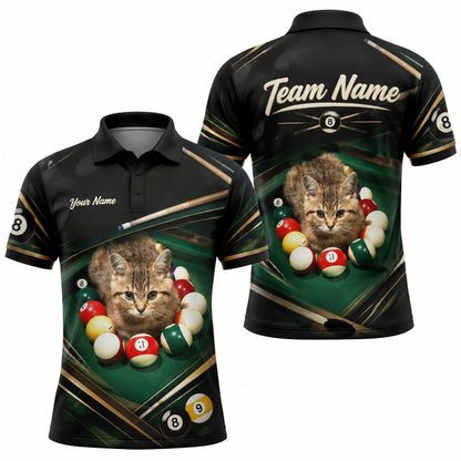 Billiards Cat Graphic Custom Billiard Polo Shirt