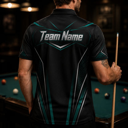 Billiards Cue 8 Ball Graphic Custom Billiard Polo Shirt Back View