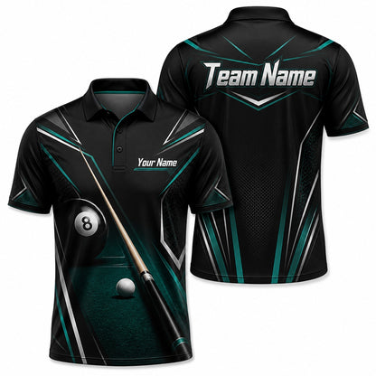 Billiards Cue 8 Ball Graphic Custom Billiard Polo Shirt
