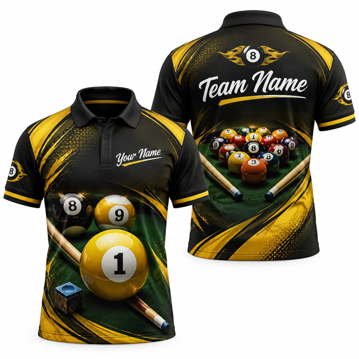 Billiards Cue And Balls Sport Personalized Billiard Polo Shirt