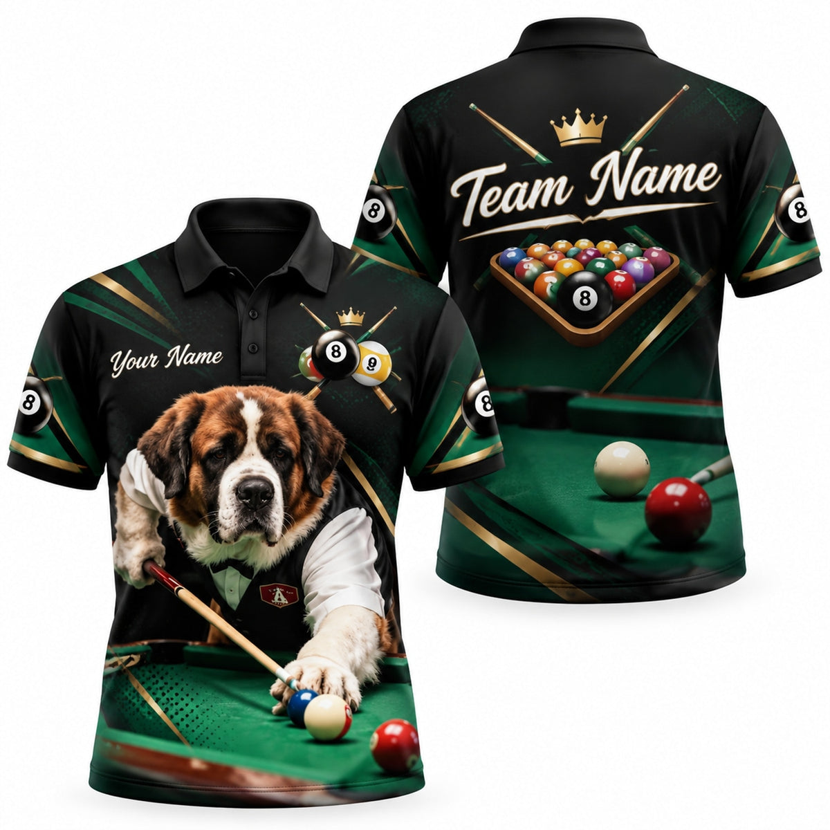 Billiards Dog Player Graphic Personalized Billiard Polo Shirt