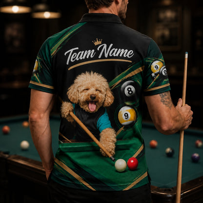 Billiards Dog Player Sport Personalized Billiard Polo Shirt Back View