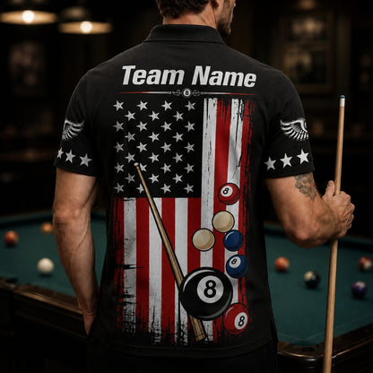 Billiards Team Name Graphic Custom Billiard Polo Shirt Back View