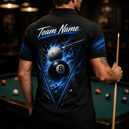 Billiards Team Name Sport Personalized Billiard Polo Shirt Back View