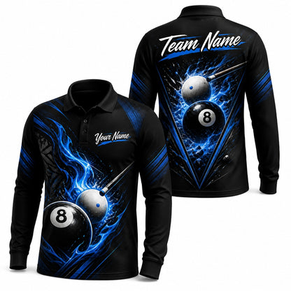 Billiards Team Name Sport Personalized Billiard Polo Shirt Long Sleeve Polo