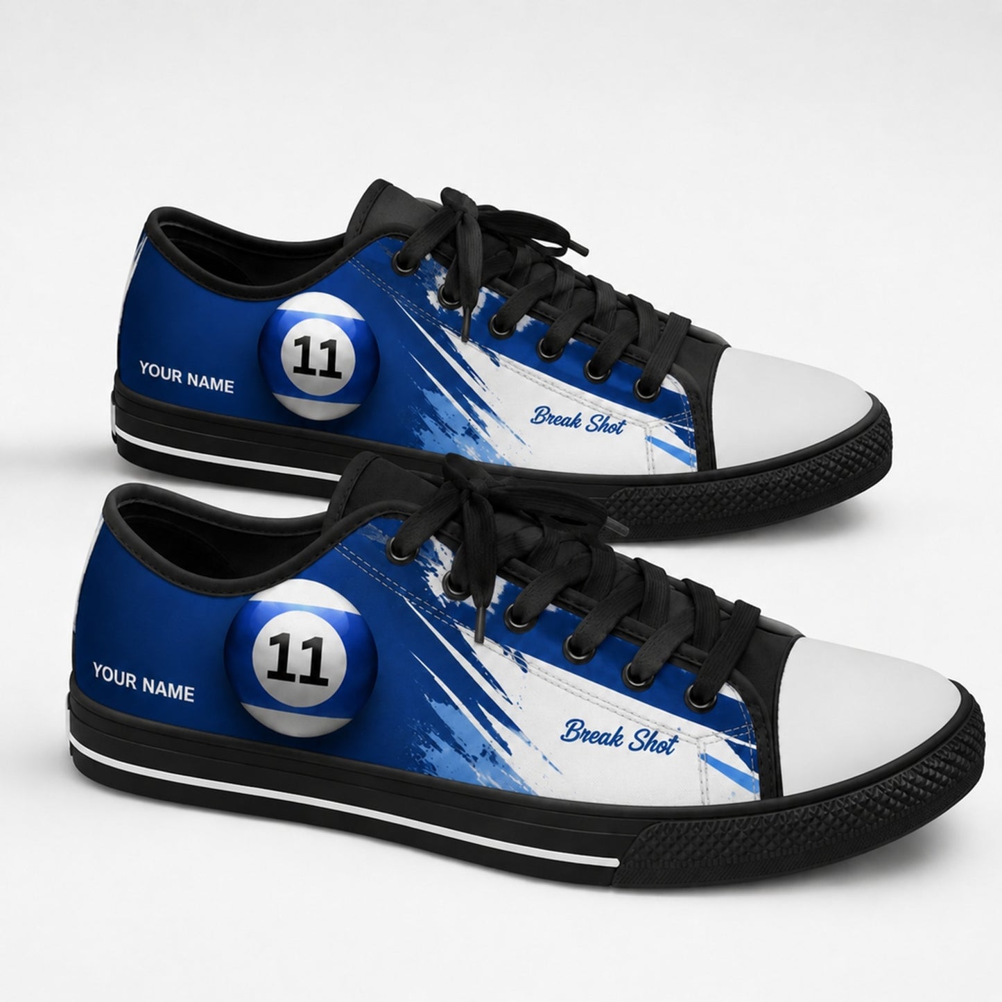 Blue 11 Pool Ball Graphic Custom Low Top Shoes Black Shoes