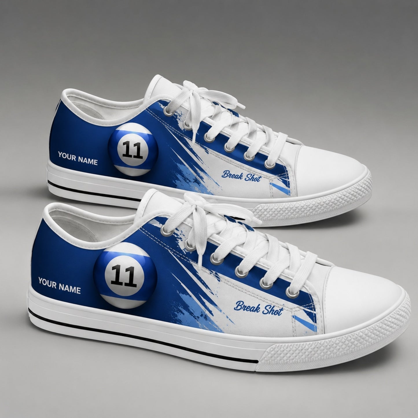 Blue 11 Pool Ball Graphic Custom Low Top Shoes