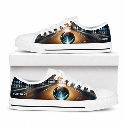 Bowling Ball And Lane Graphic Custom Low Top Shoes Box White