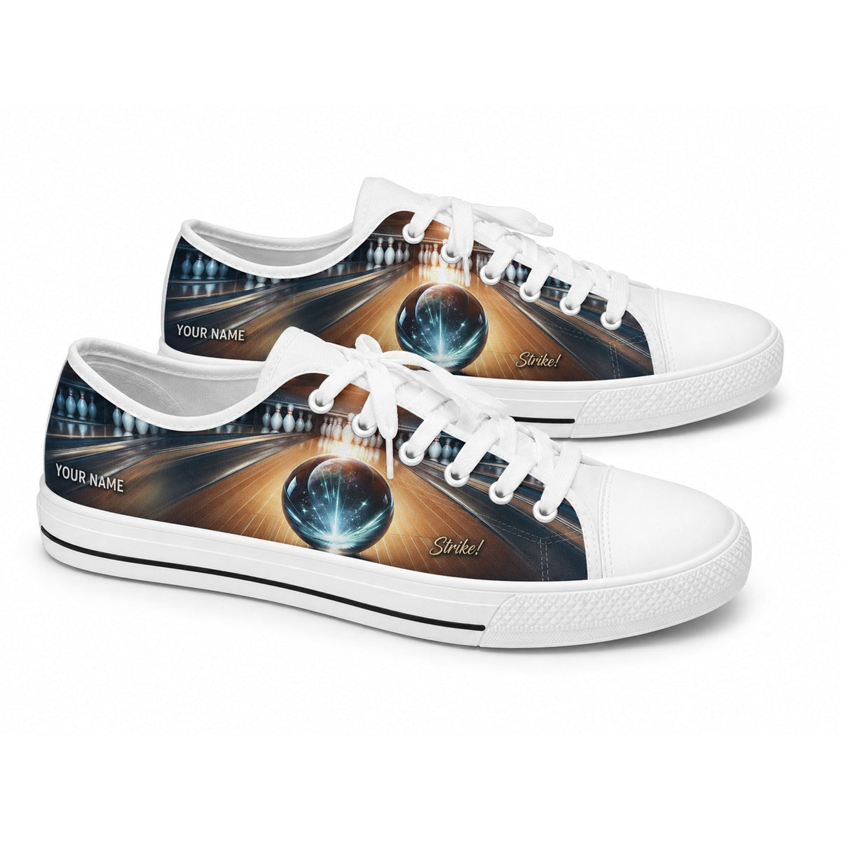 Bowling Ball And Lane Graphic Custom Low Top Shoes