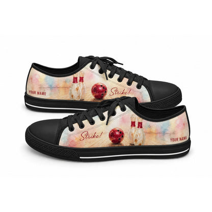 Bowling Ball And Pins Classic Personalized Low Top Shoes Black Shoes