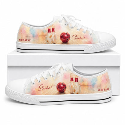 Bowling Ball And Pins Classic Personalized Low Top Shoes Box Black