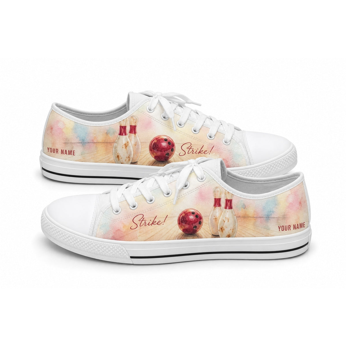 Bowling Ball And Pins Classic Personalized Low Top Shoes