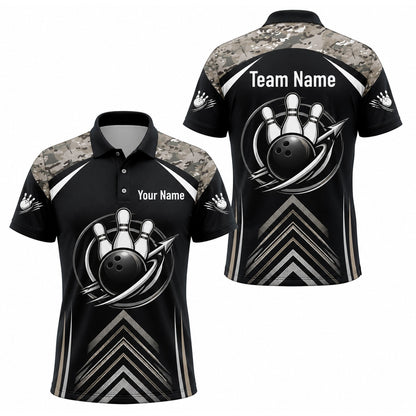Bowling Ball And Pins Custom Bowling Polo Shirt