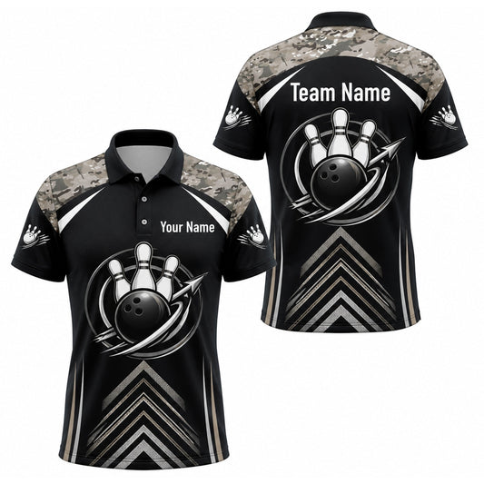 Bowling Ball And Pins Custom Bowling Polo Shirt