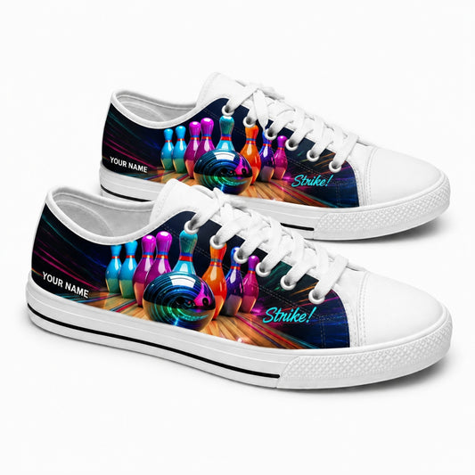 Bowling Ball And Pins Graphic Custom Low Top Shoes