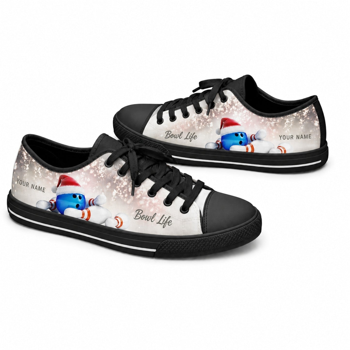 Bowling Ball And Pins Graphic Personalized Low Top Shoes Black Shoes
