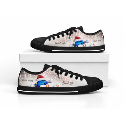 Bowling Ball And Pins Graphic Personalized Low Top Shoes Box Black