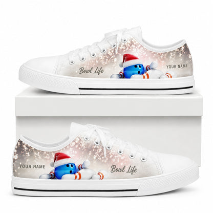 Bowling Ball And Pins Graphic Personalized Low Top Shoes Box White
