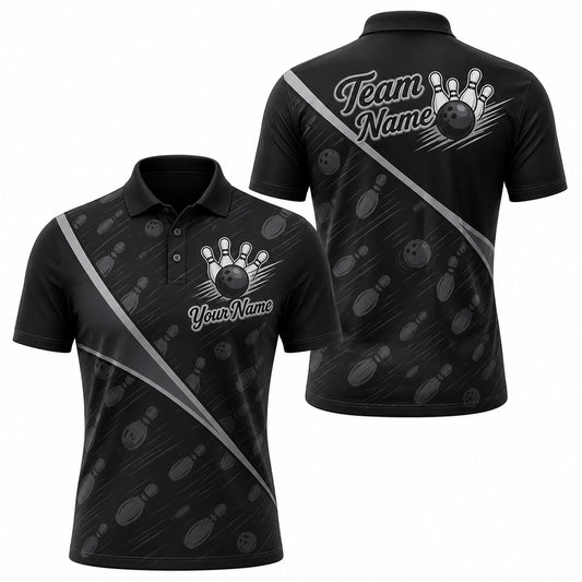Bowling Ball And Pins Personalized Bowling Polo Shirt