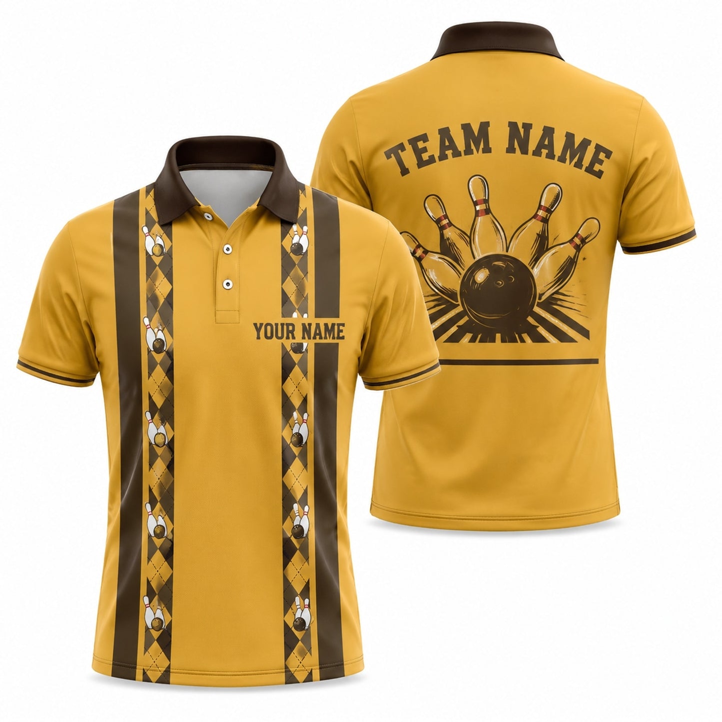 Bowling Ball And Pins Vintage Personalized Bowling Polo Shirt