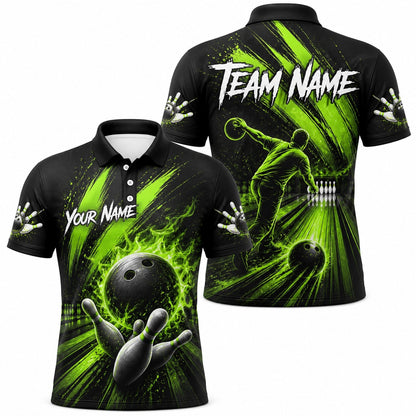 Bowling Ball Flames Sport Custom Bowling Polo Shirt