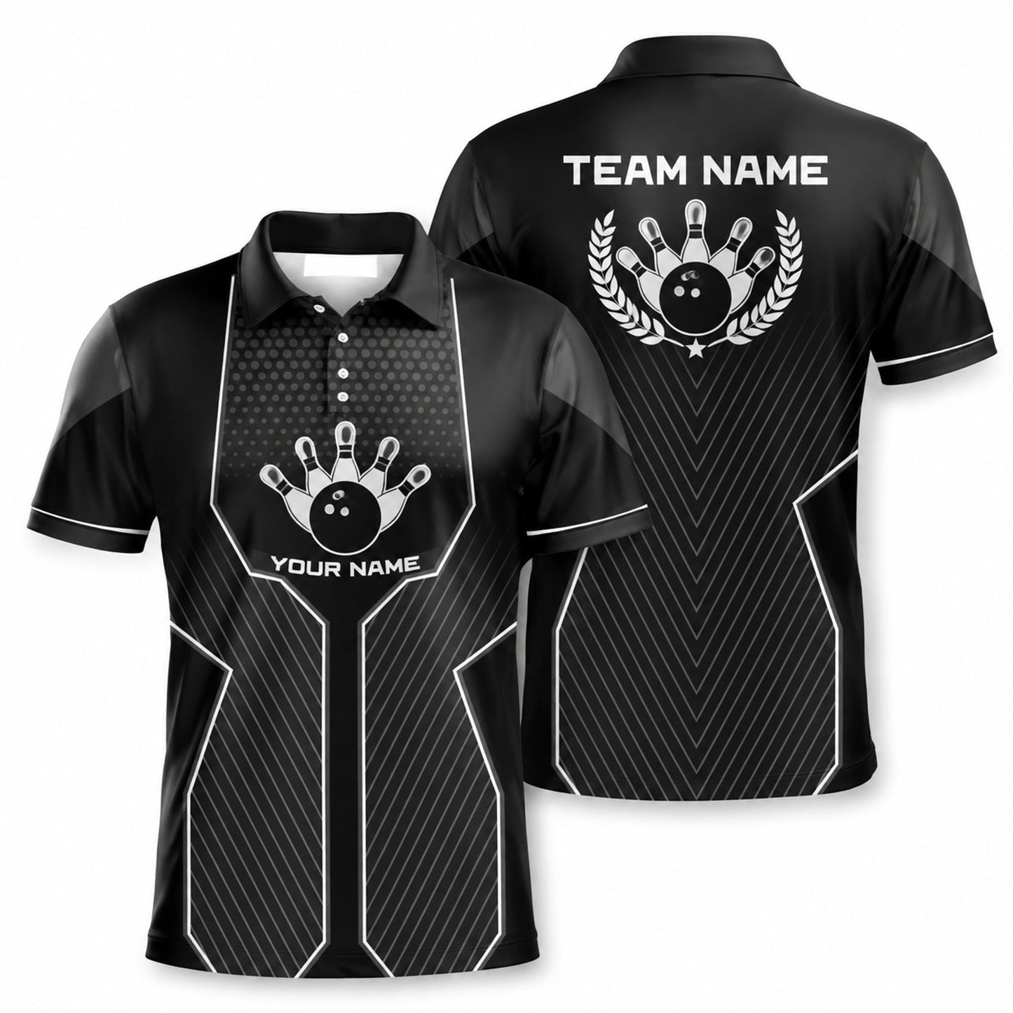 Bowling Ball Hand Emblem Sport Personalized Bowling Polo Shirt
