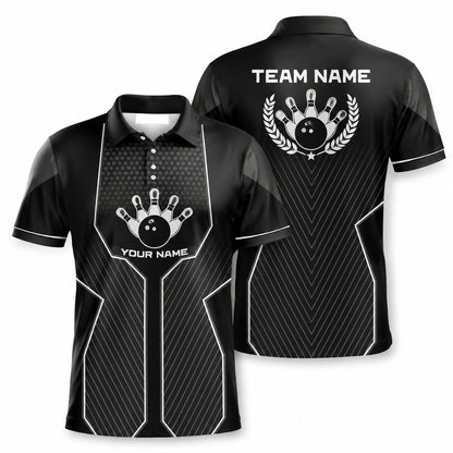 Bowling Ball Hand Emblem Sport Personalized Bowling Polo Shirt