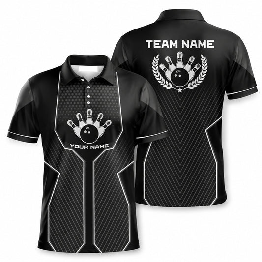 Bowling Ball Hand Emblem Sport Personalized Bowling Polo Shirt